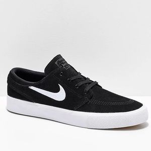 Nike SB Janoski RM Black & White Suede Skate Shoes